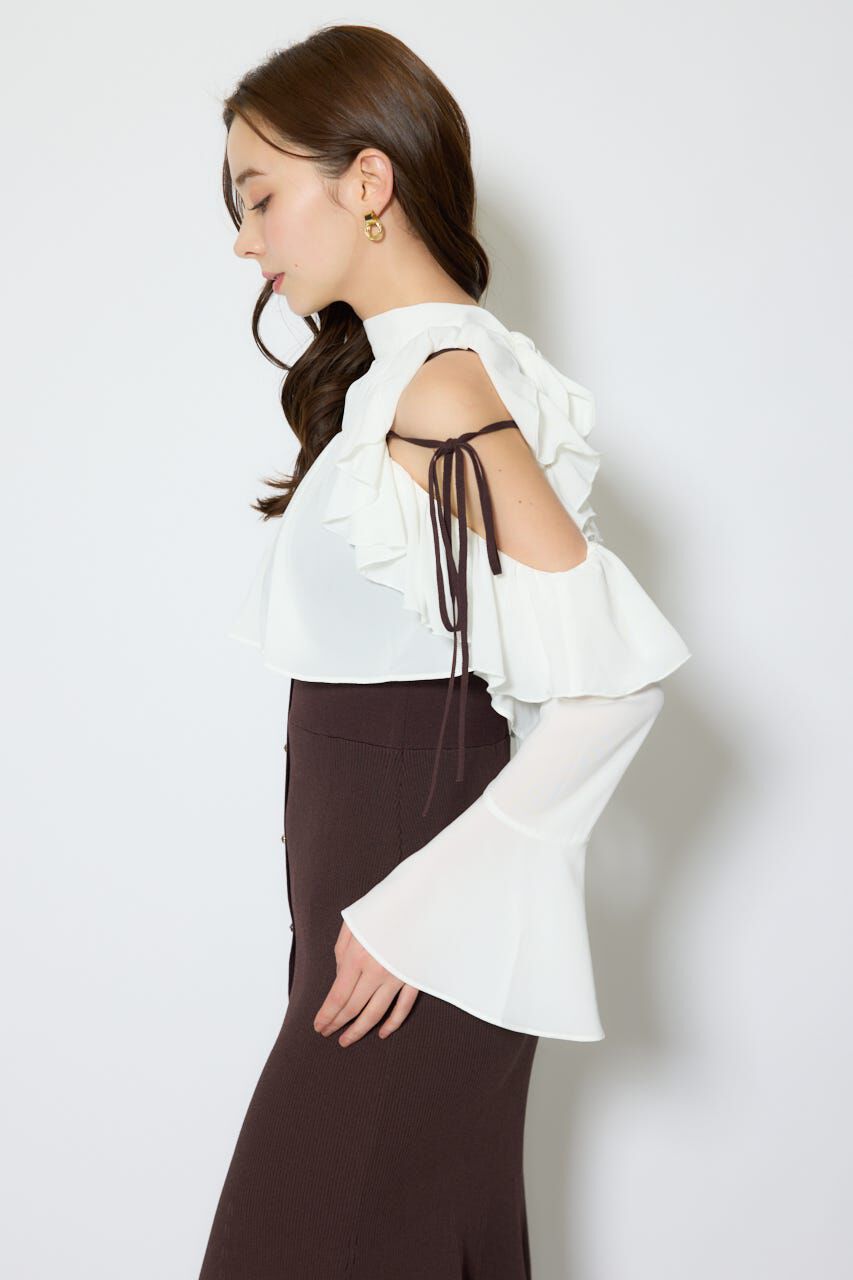 rienda「オープンショルダーフリルニットセットワンピース」|ワンピース|