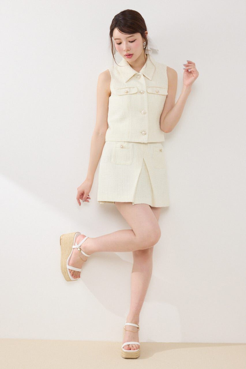 rienda「ノースリーブツイードトップス」|シャツ・ブラウス|