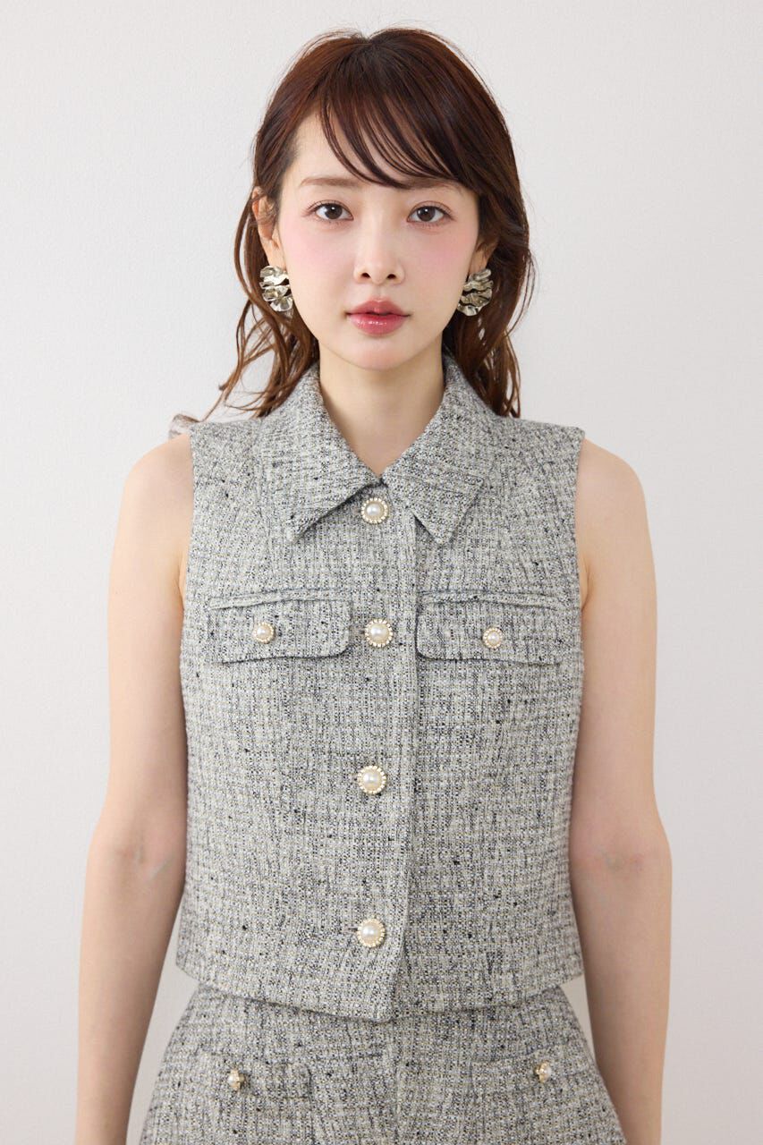 rienda「ノースリーブツイードトップス」|シャツ・ブラウス|