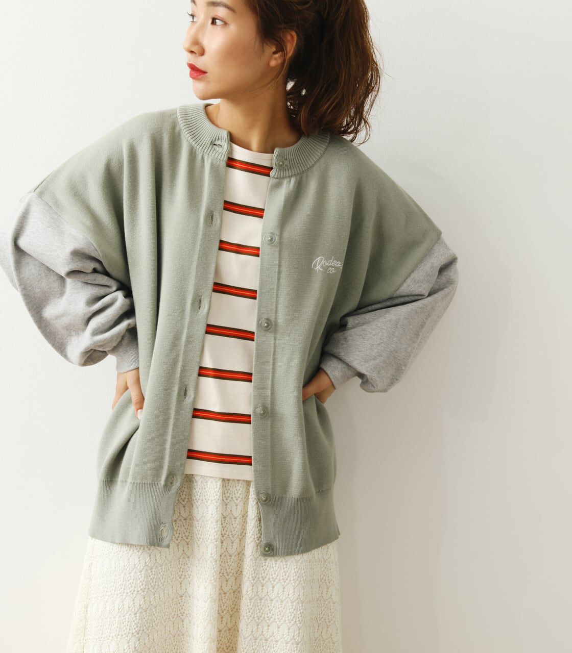 RODEO CROWNS「(WEB限定)裏毛ドッキングニットカーディガン」|カーディガン|L/KHA1