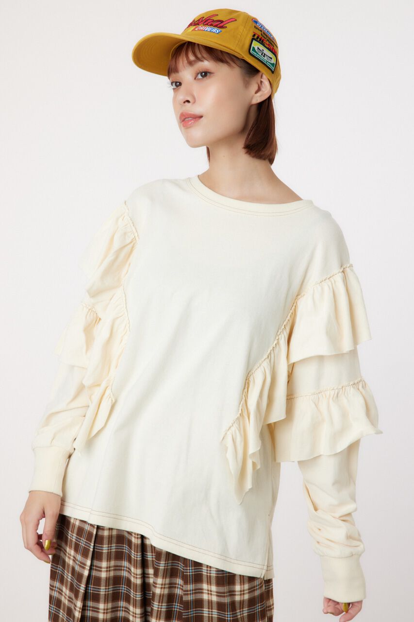 RODEO CROWNS「ステッチフリルトップス」|Tシャツ・カットソー|O/WHT1