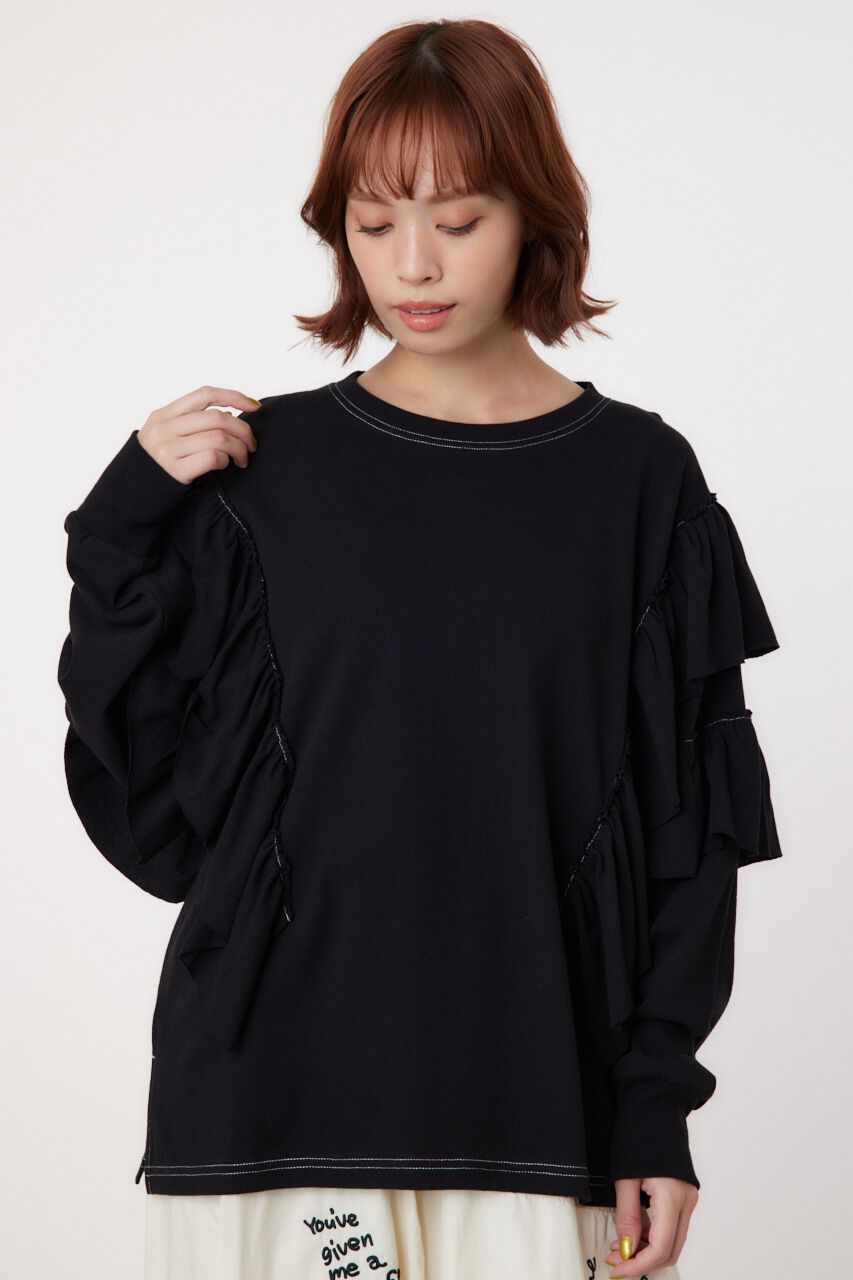 RODEO CROWNS「ステッチフリルトップス」|Tシャツ・カットソー|BLK