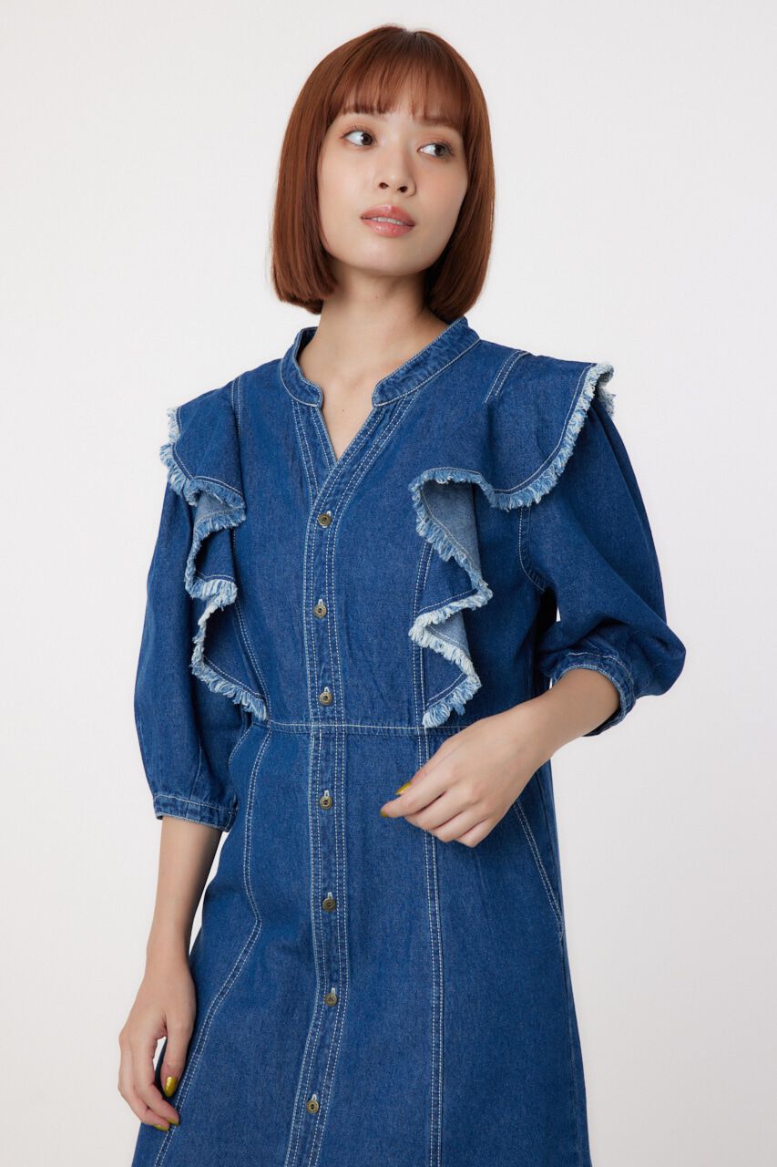 RODEO CROWNS「フリルデザインデニムロングワンピース」|ワンピース|