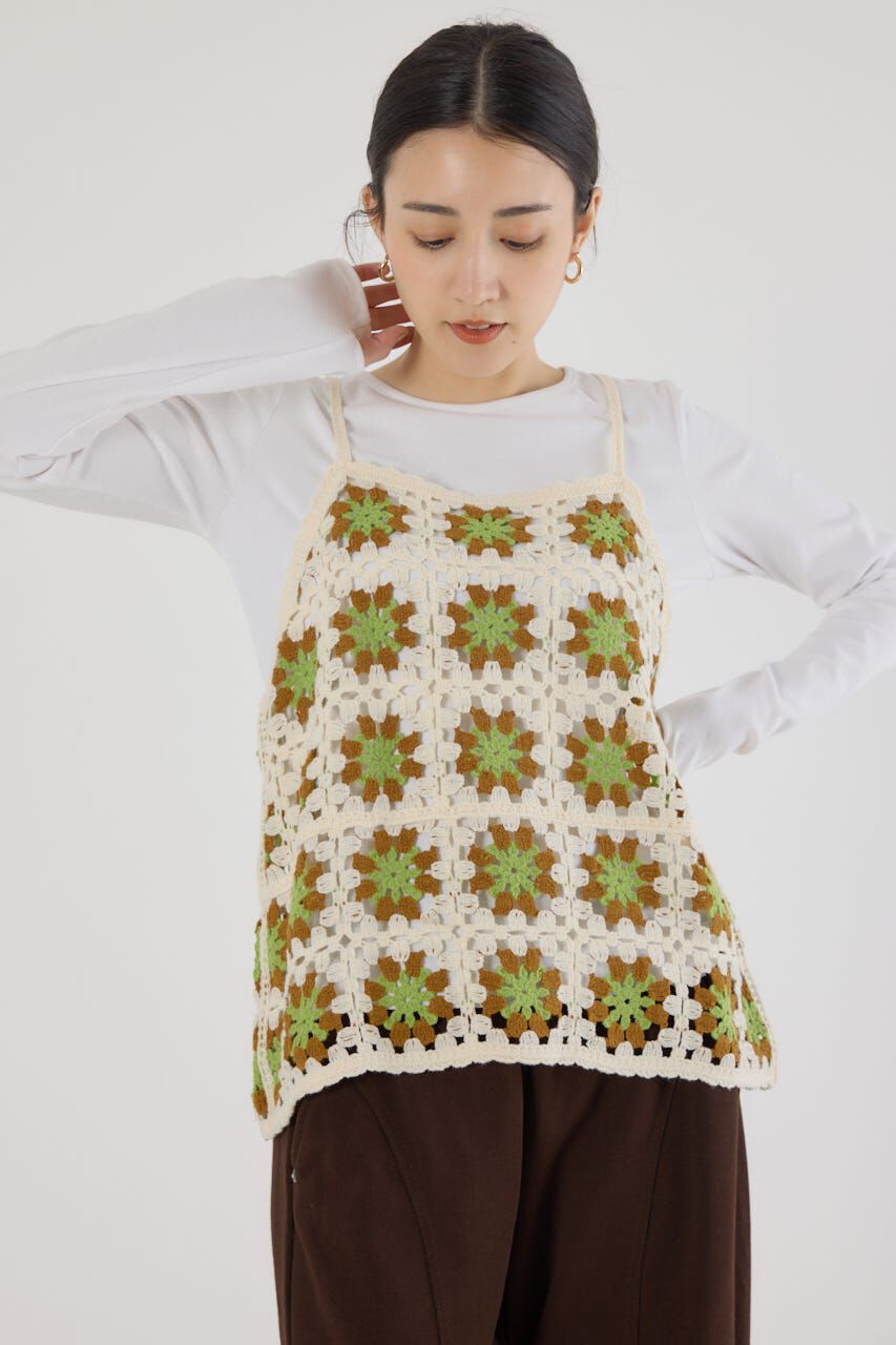 RODEO CROWNS「FLOWERクロシェキャミソール」|キャミソール|柄WHT5