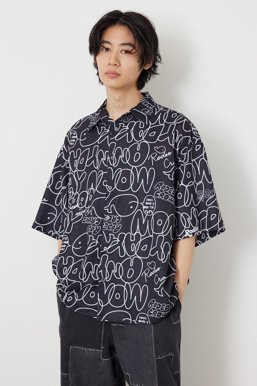 RODEO CROWNS「ドローイングホエールシャツ」|シャツ・ブラウス|BLK