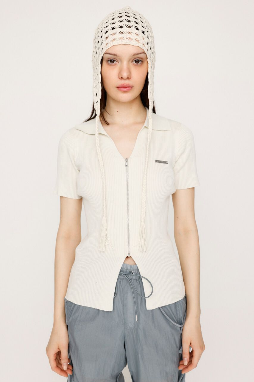 SLY「DUAL COLOR FRONT ZIP KNIT トップス」|ニット・セーター|