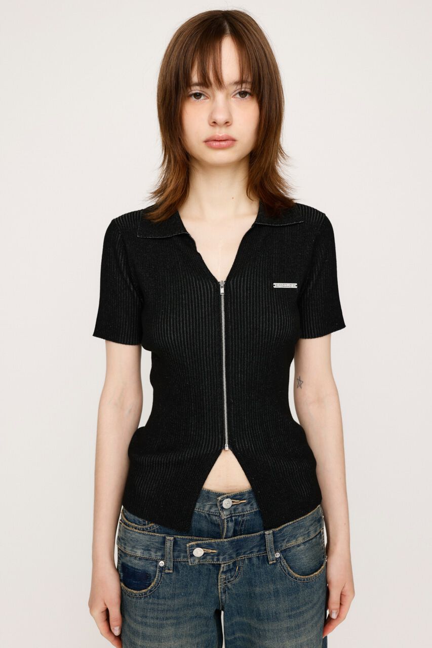 SLY「DUAL COLOR FRONT ZIP KNIT トップス」|ニット・セーター|