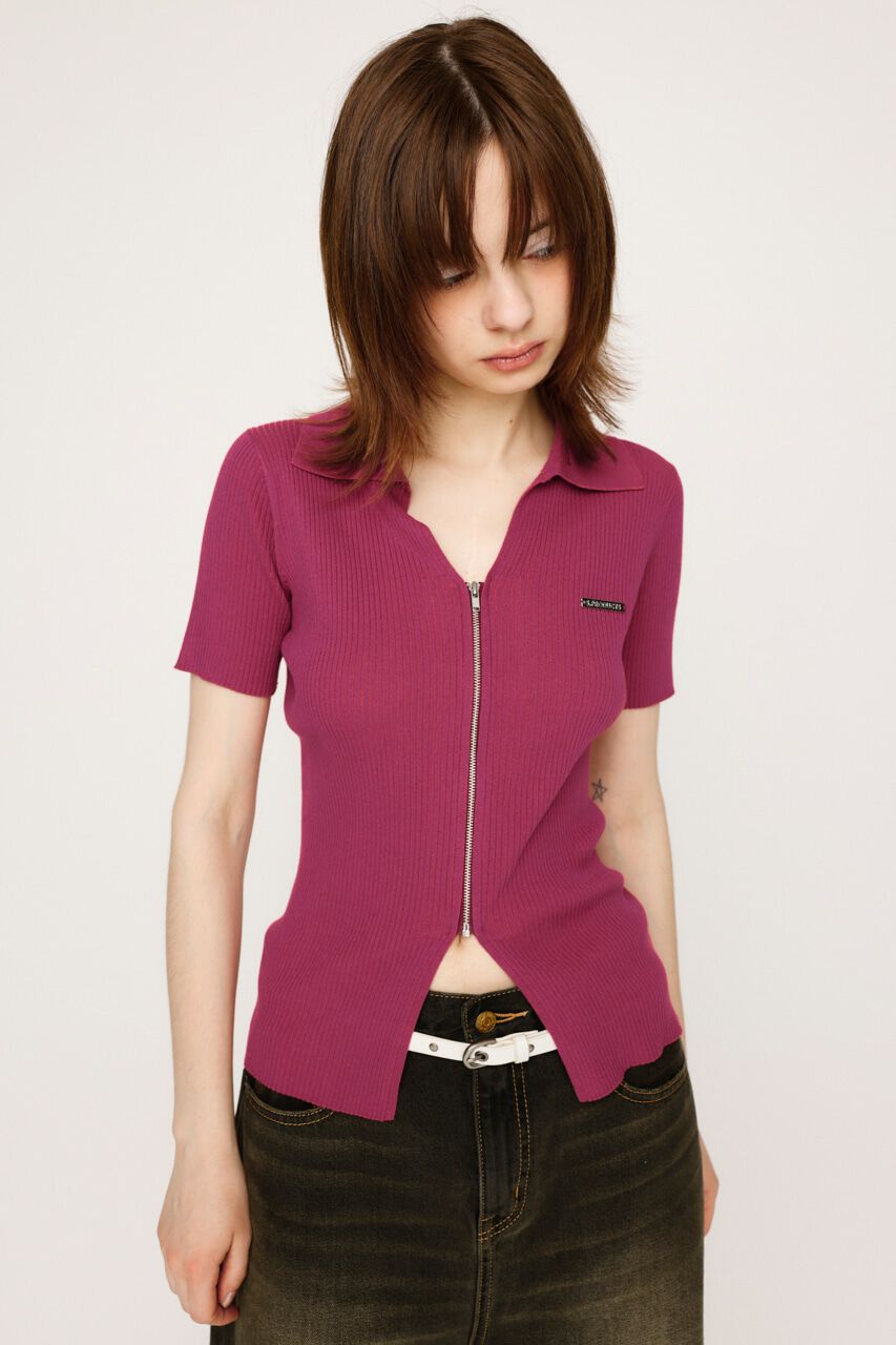 SLY「DUAL COLOR FRONT ZIP KNIT トップス」|ニット・セーター|