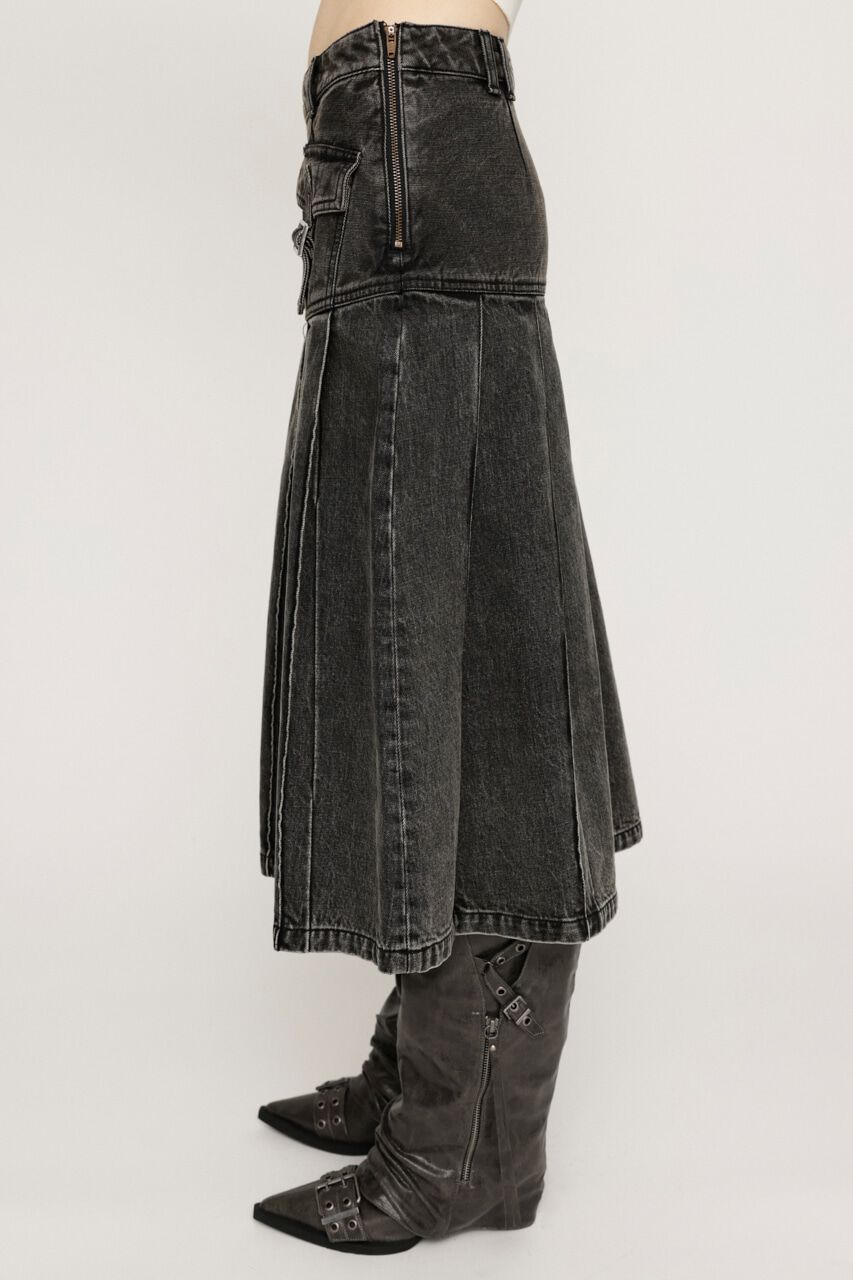 SLY「L／W OVER DYE PLEATS ミドルスカート」|スカート|