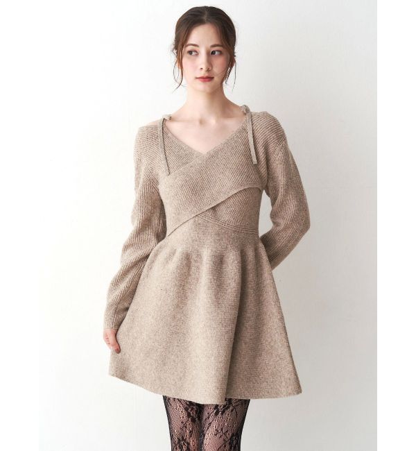 CALNAMUR「クロスデザインニットミニワンピース」|ワンピース|