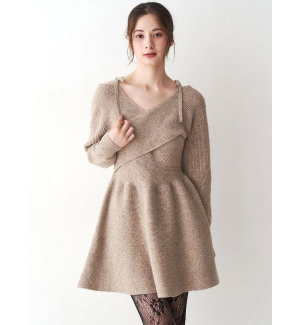 CALNAMUR「クロスデザインニットミニワンピース」|ワンピース|