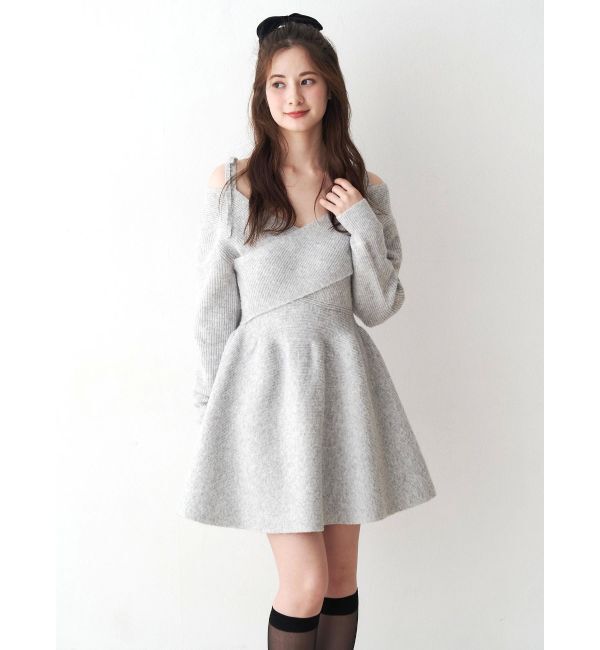 CALNAMUR「クロスデザインニットミニワンピース」|ワンピース|