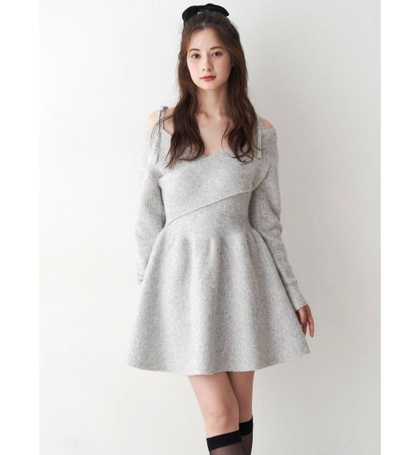 CALNAMUR「クロスデザインニットミニワンピース」|ワンピース|