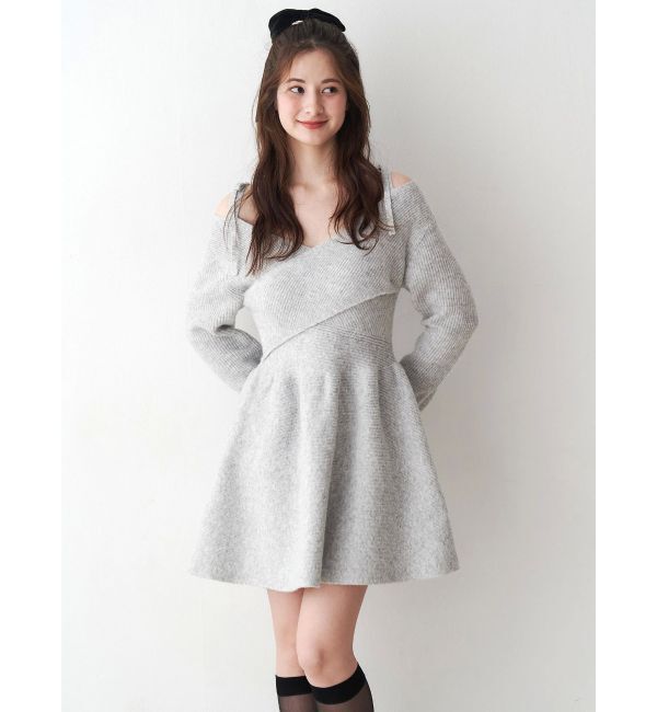 CALNAMUR「クロスデザインニットミニワンピース」|ワンピース|