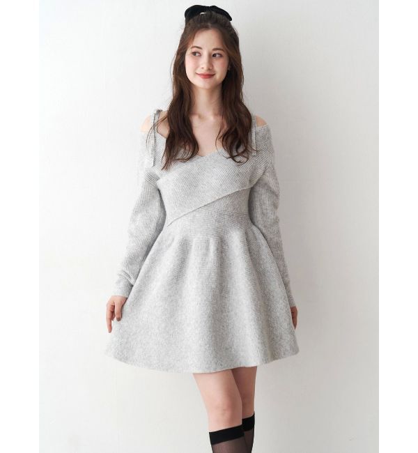 CALNAMUR「クロスデザインニットミニワンピース」|ワンピース|