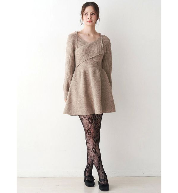 CALNAMUR「クロスデザインニットミニワンピース」|ワンピース|