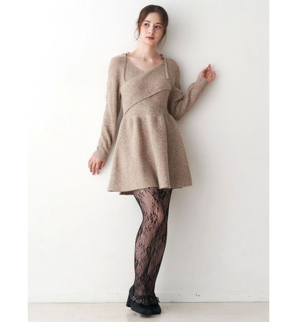 CALNAMUR「クロスデザインニットミニワンピース」|ワンピース|