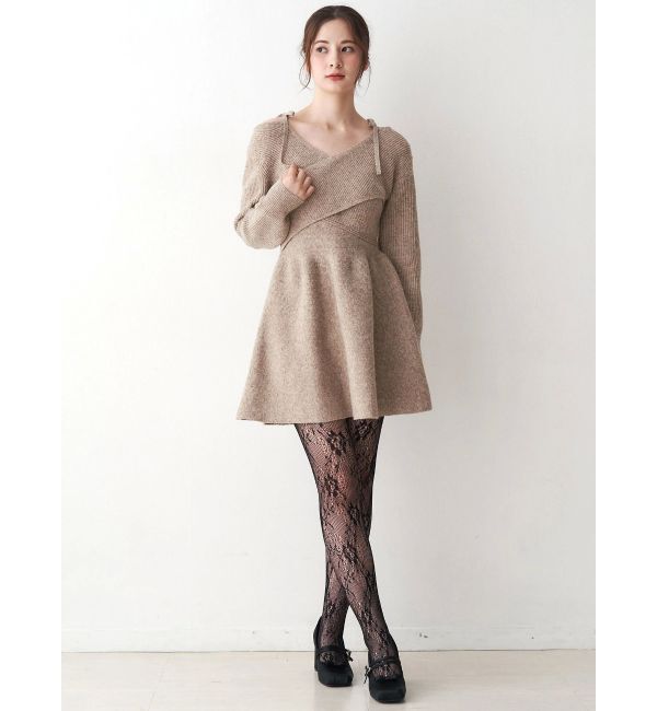 CALNAMUR「クロスデザインニットミニワンピース」|ワンピース|