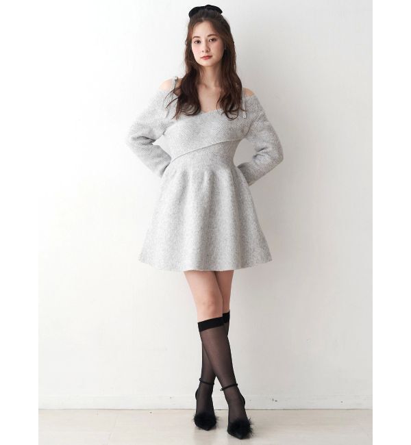 CALNAMUR「クロスデザインニットミニワンピース」|ワンピース|