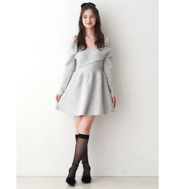 CALNAMUR「クロスデザインニットミニワンピース」|ワンピース|