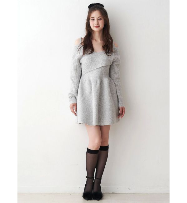 CALNAMUR「クロスデザインニットミニワンピース」|ワンピース|