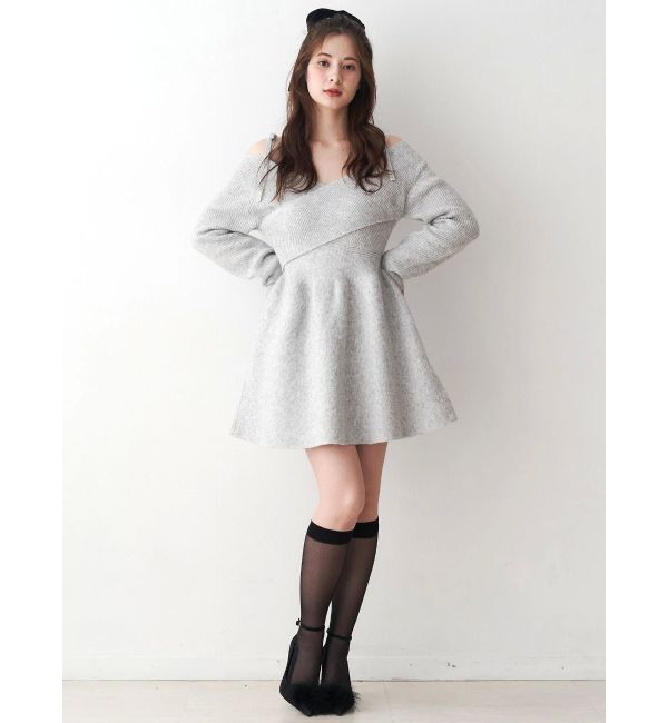 CALNAMUR「クロスデザインニットミニワンピース」|ワンピース|
