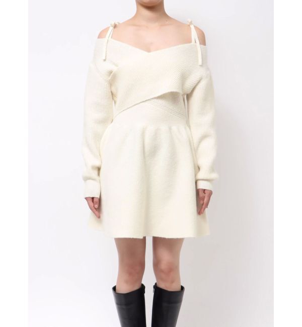 CALNAMUR「クロスデザインニットミニワンピース」|ワンピース|