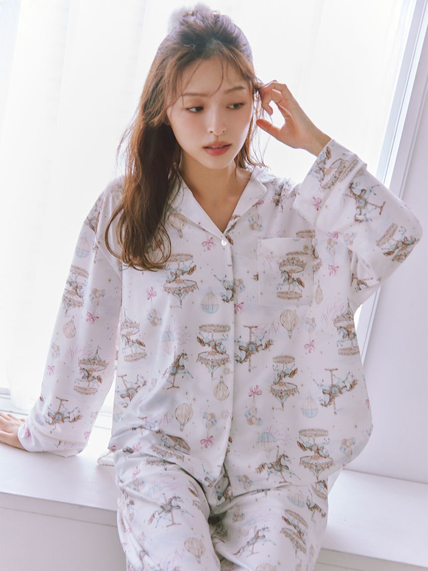 SNIDEL HOME「カルーセルプリントロングパンツ」|ルームウェア|