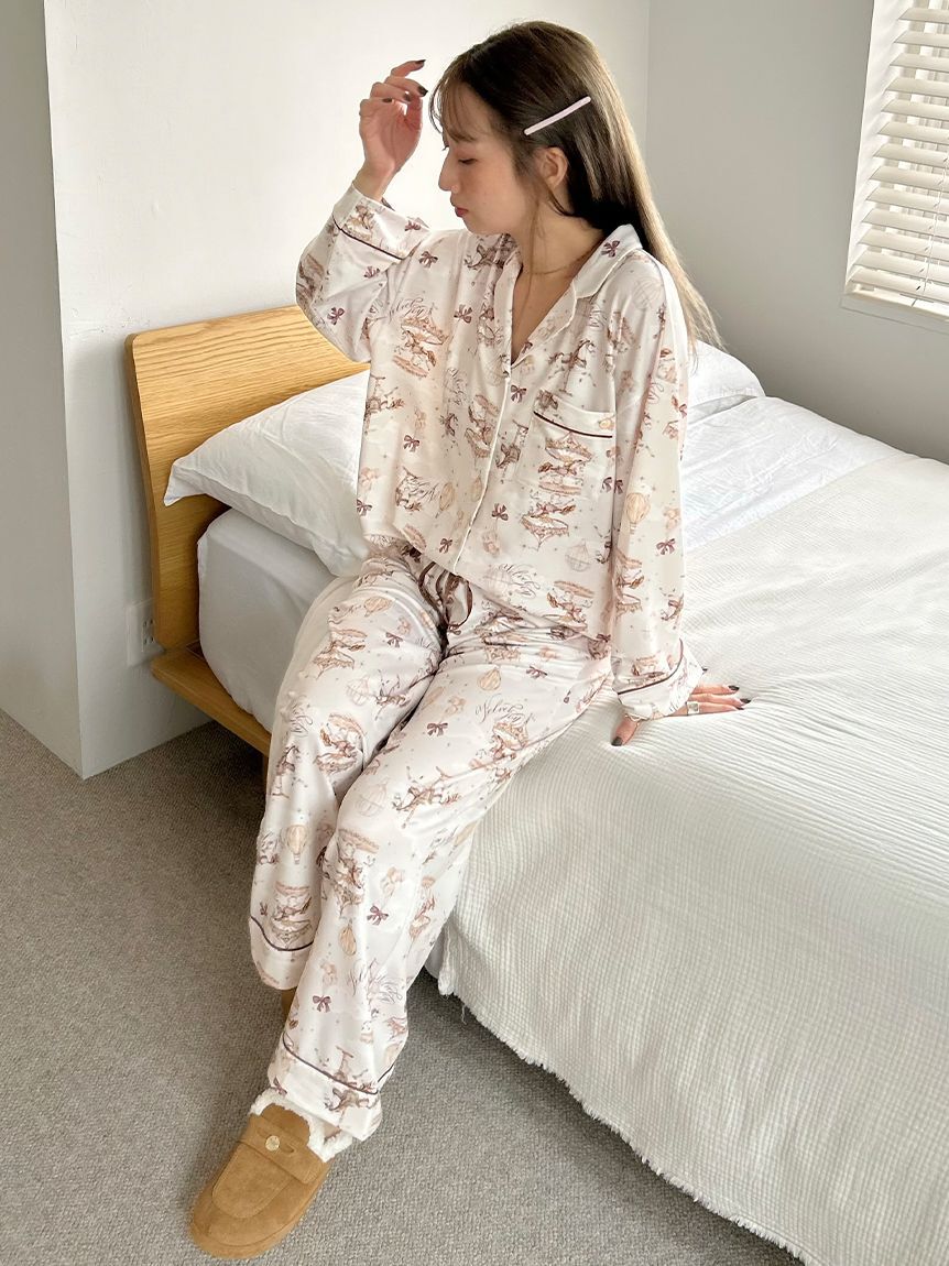 SNIDEL HOME「カルーセルプリントロングパンツ」|ルームウェア|