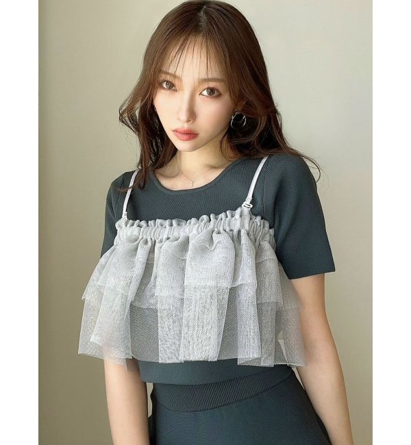 RESEXXY「ラメチュールキャミセットニットトップス【セットアップ着用可能】」|ニット・セーター|