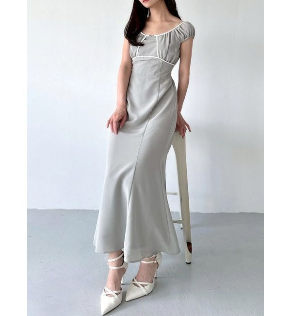 RESEXXY「バイカラーパイピングマーメイドワンピース」|ワンピース|ミントグリーン