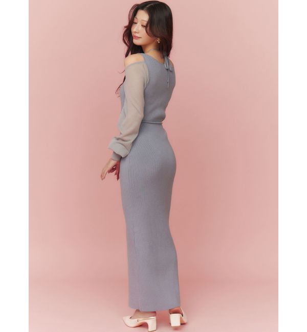 RESEXXY「レースレイヤードリブニットワンピース」|ワンピース|