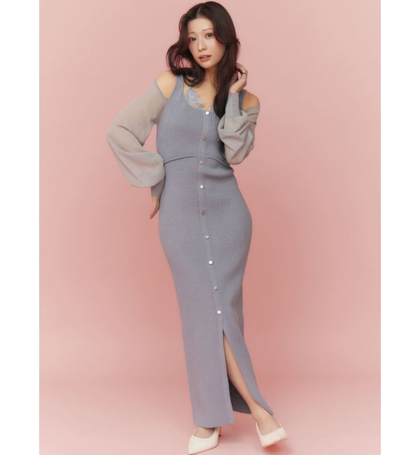 RESEXXY「レースレイヤードリブニットワンピース」|ワンピース|