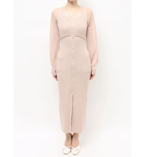 RESEXXY「レースレイヤードリブニットワンピース」|ワンピース|