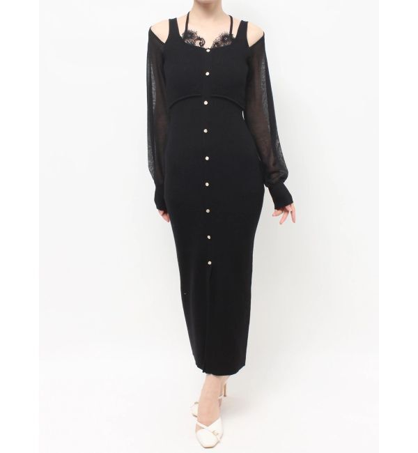 RESEXXY「レースレイヤードリブニットワンピース」|ワンピース|