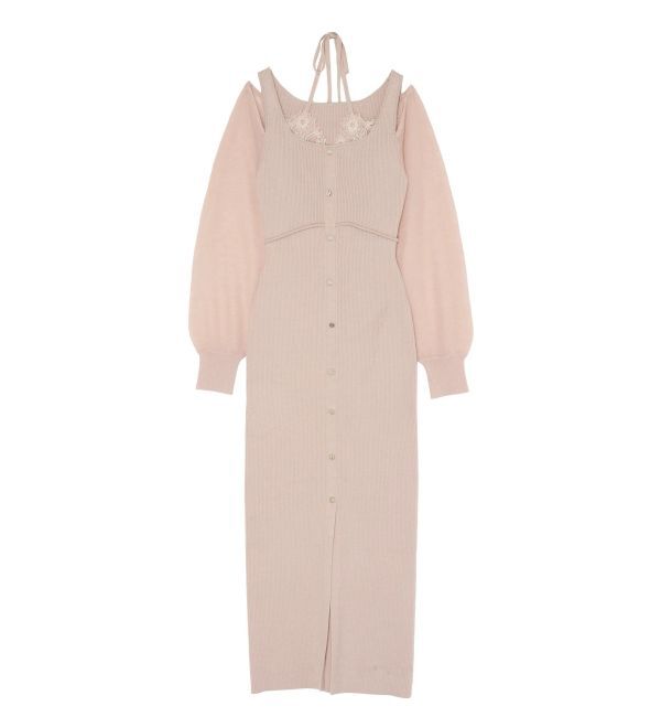 RESEXXY「レースレイヤードリブニットワンピース」|ワンピース|