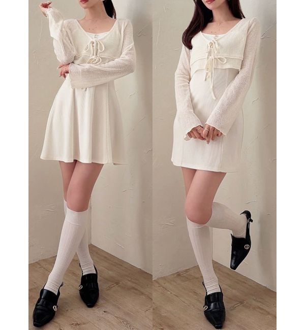 RESEXXY「カットアンサンブルミニワンピース」|ワンピース|アイボリー