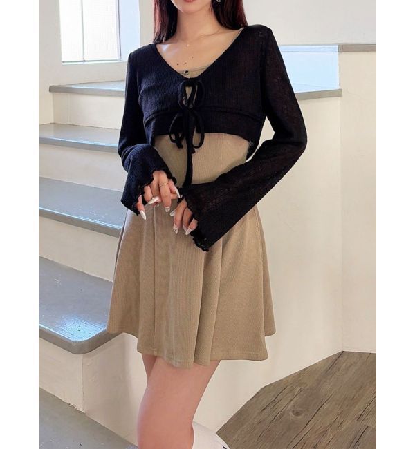 RESEXXY「カットアンサンブルミニワンピース」|ワンピース|ベージュ