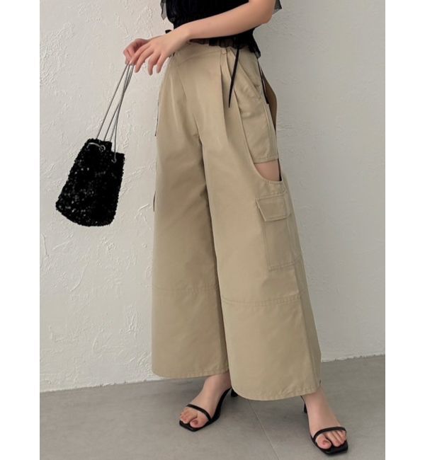 dazzlin「サイドオープンカーゴワイドパンツ」|その他|ベージュ