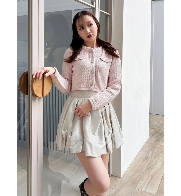 dazzlin「スプリングニットジャケット」|ノーカラージャケット|