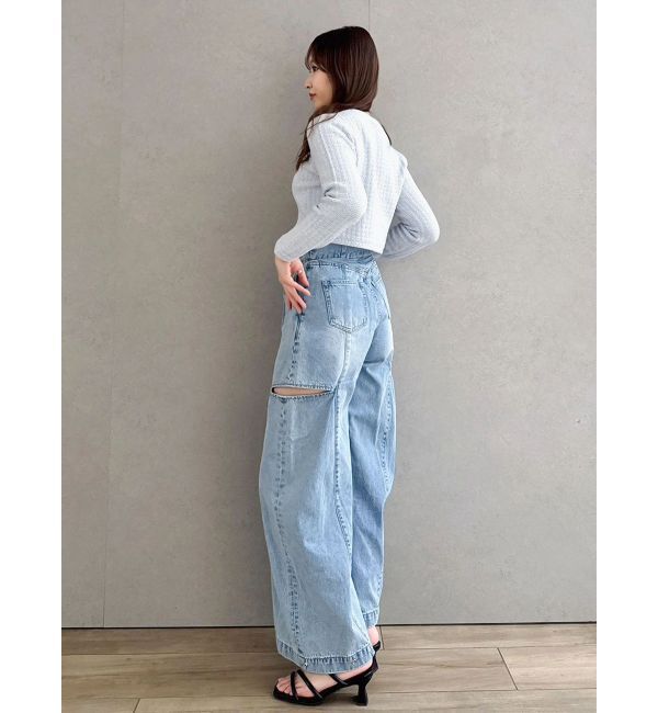 dazzlin「スプリングニットジャケット」|ノーカラージャケット|