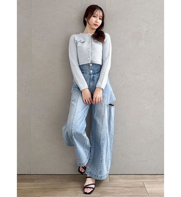 dazzlin「スプリングニットジャケット」|ノーカラージャケット|