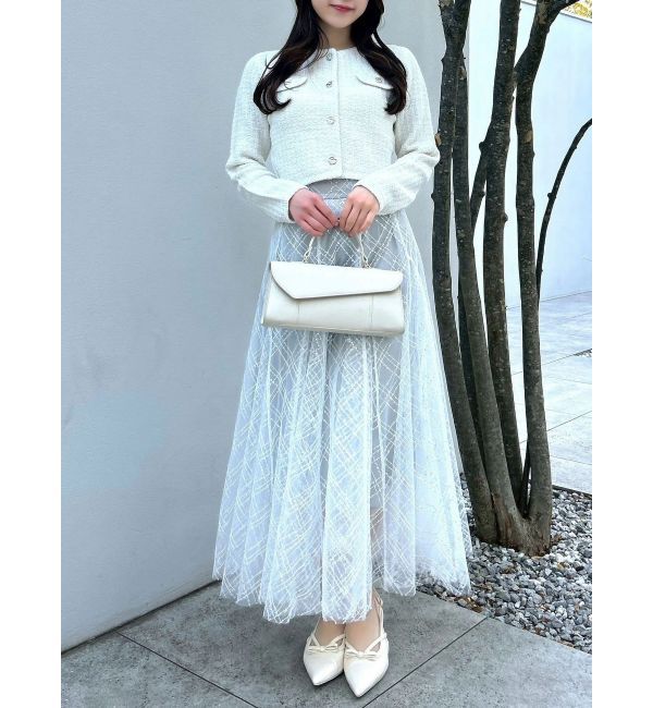 dazzlin「スプリングニットジャケット」|ノーカラージャケット|