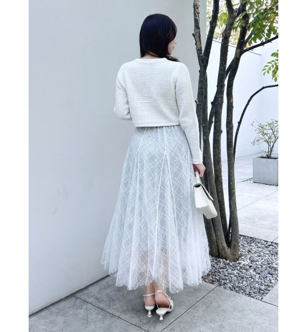 dazzlin「スプリングニットジャケット」|ノーカラージャケット|