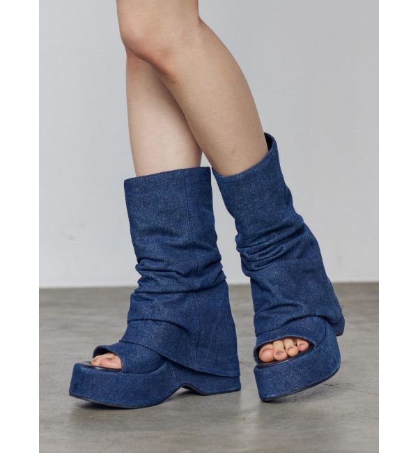 EMODA「ウェッジヒールカバーサンダル」|サンダル|ブルー
