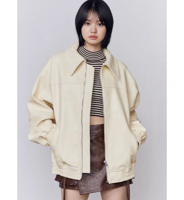 EMODA「フェイクレザーオーバーブルゾン」|ブルゾン・スタジャン|アイボリー