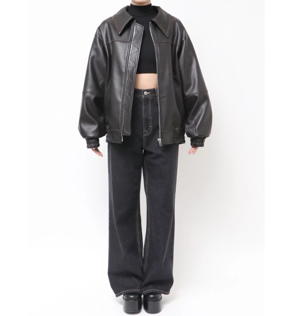 EMODA「フェイクレザーオーバーブルゾン」|ブルゾン・スタジャン|