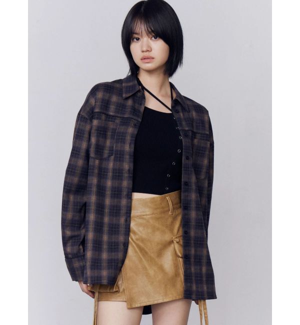 EMODA「エッジレースオーバーシャツ」|シャツ・ブラウス|ネイビー