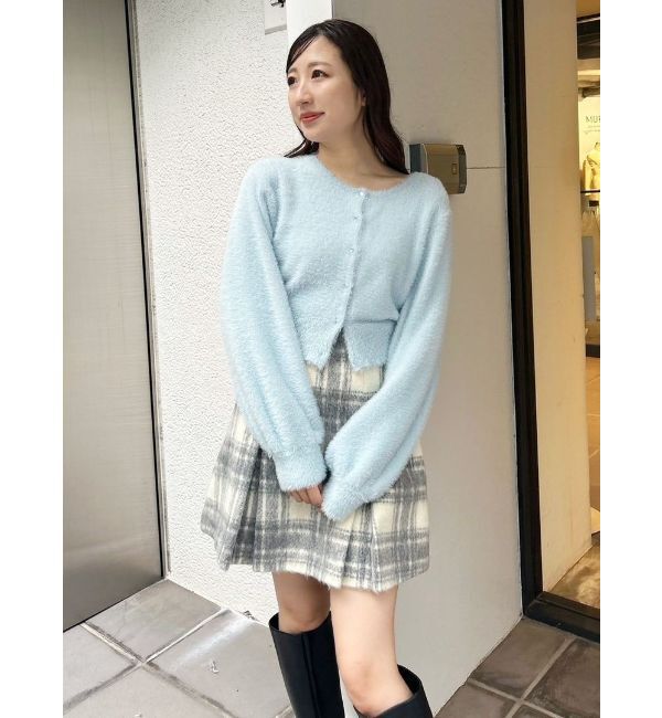 MERCURYDUO「ミニシャギーロングスリーブニットカーディガン」|カーディガン|