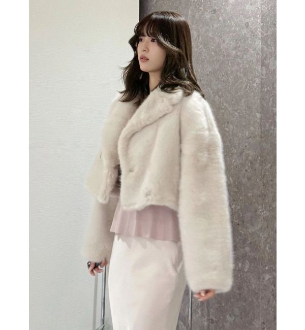MERCURYDUO「テーラードカラーフェイクファーショートコート」|その他|